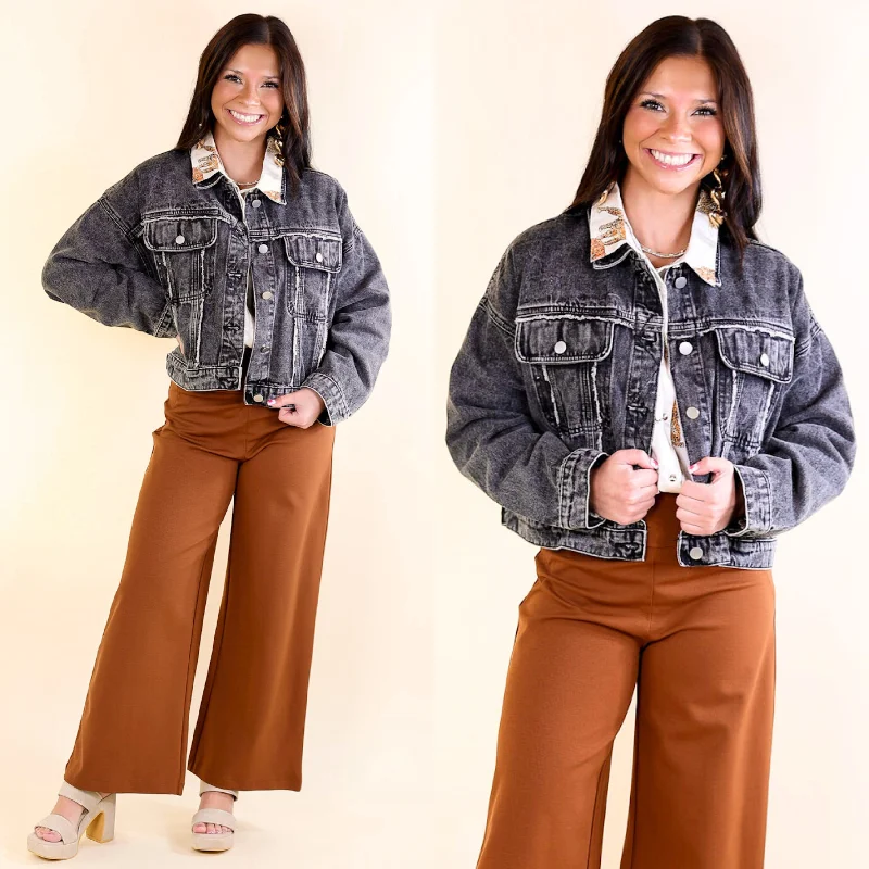Knowledge And Elegance Fearless Looks Distressed Crop Denim Jacket in Faded Black