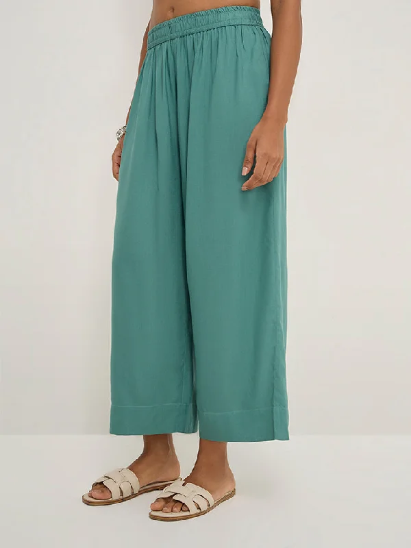Urban Design Sense Utsa Teal Solid Ethnic Pants