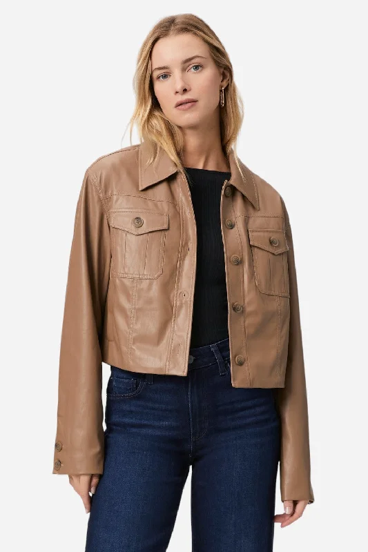 Versatile Items Paige Fenwick Jacket in Burnt Sugar Faux Leather