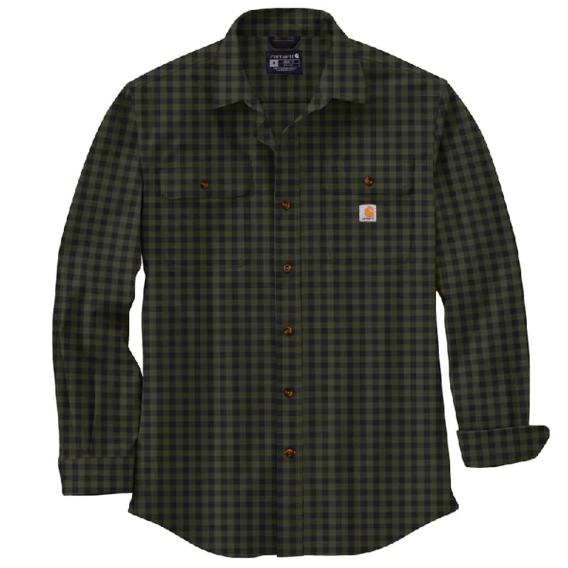 Celebrity Picks Carhartt 105947 Men's Loose Fit Heavyweight Flannel Long-Sleeve Plaid Shirt - Medium Regular - Basil