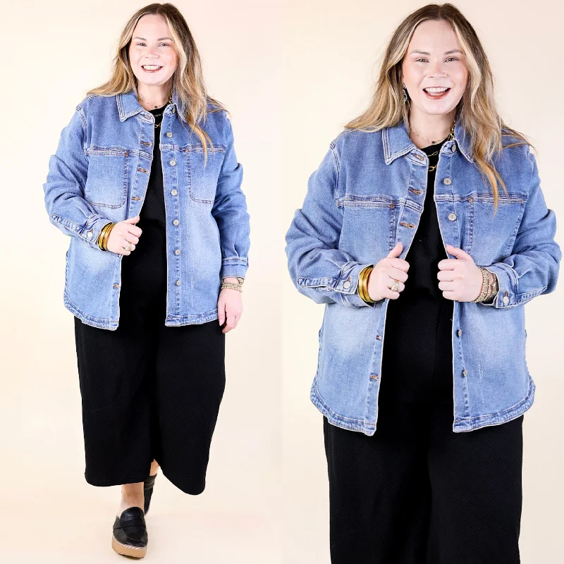 Elegant Tailoring Judy Blue | Feeling Refreshed Button Up Denim Jacket in Medium Wash