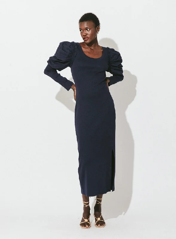 Romantic Data Cleobella Sandra Midi Dress in Navy