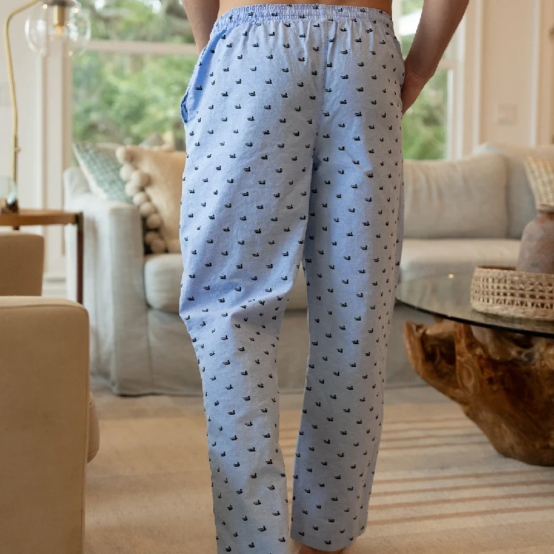 Light Blue with Navy Ducks