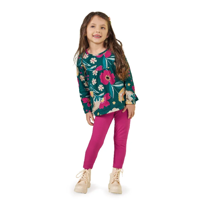 2 Piece Girls L/S Floral Top & Leggings