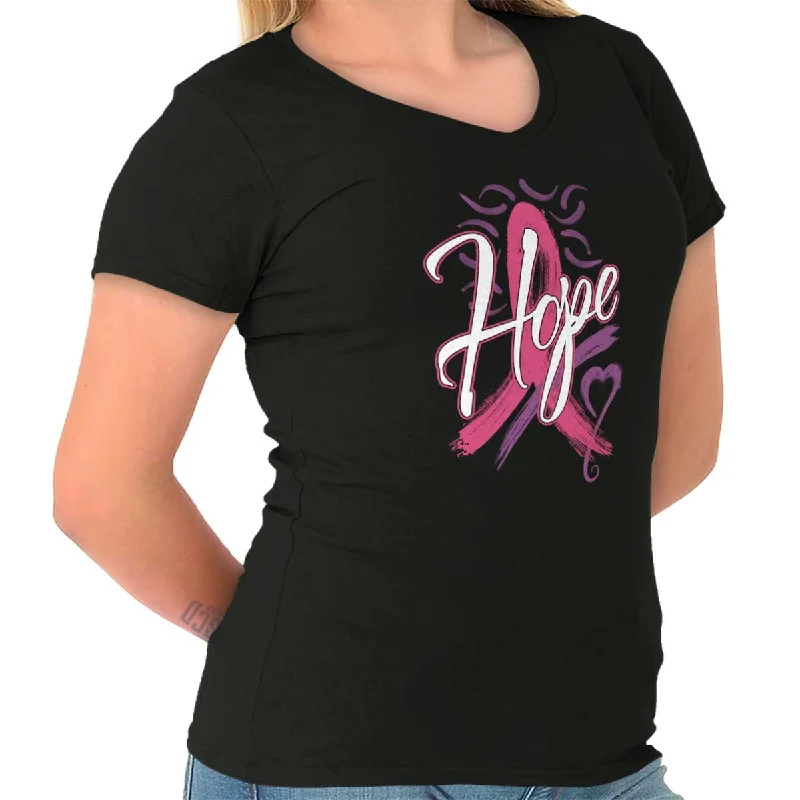 High-end Design Breast Cancer Awareness Junior Fit V-Neck T Shirt