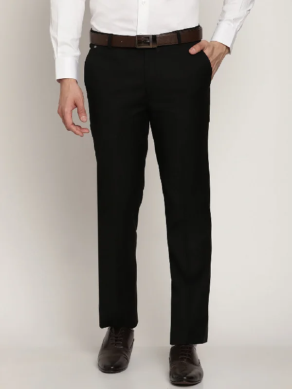 Men's Formal Flat front Black  Trousers