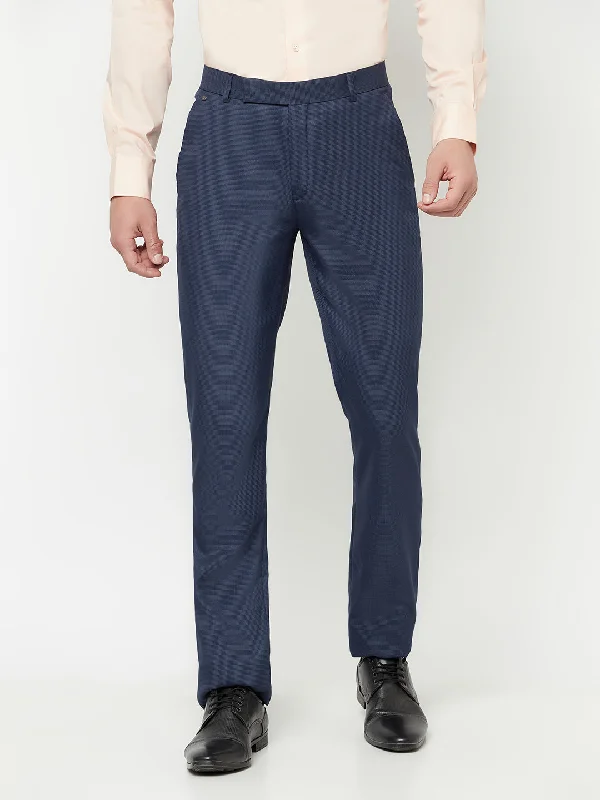 Men's Formal Flat front Navy Blue  Trousers