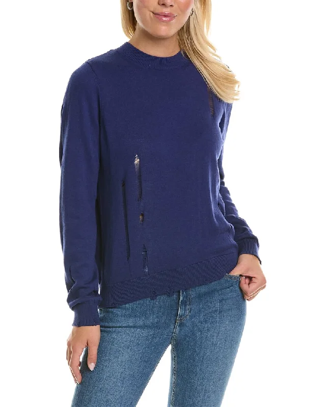 Hudson Jeans Pleated Twist Back Cashmere-Blend Sweater