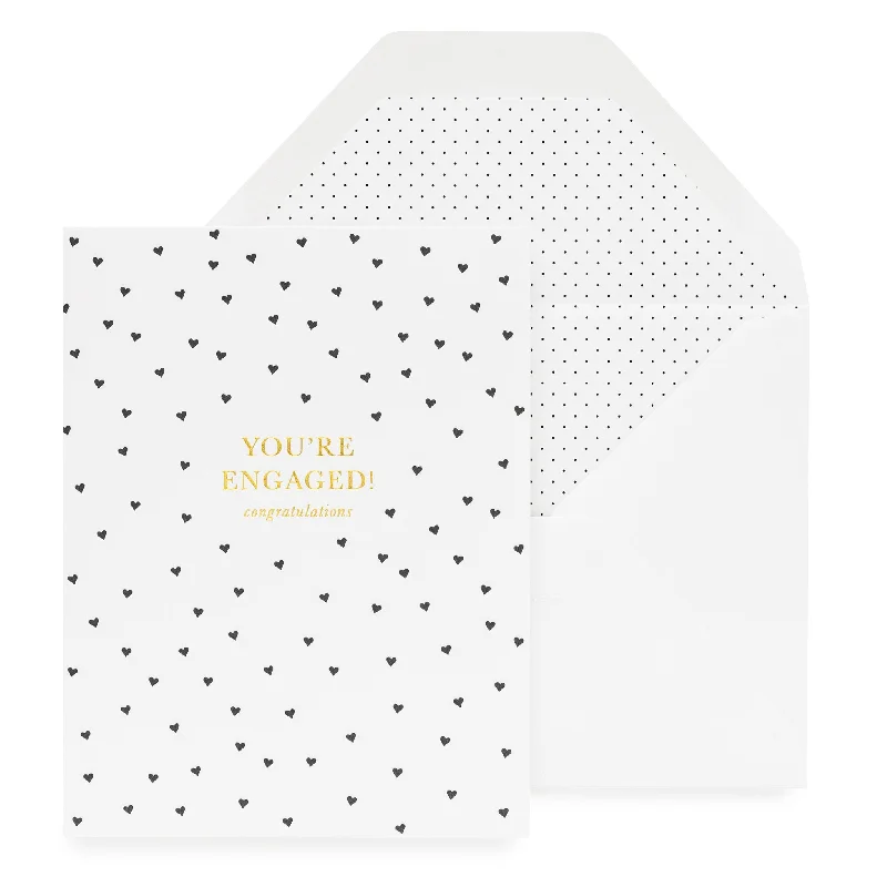 French Style Sugar Paper You're Engaged Hearts Card