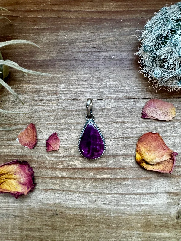 Comfortable And Versatile Teardrop Pendant - Purple Spiny & Sterling Silver