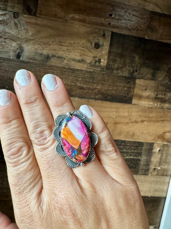 Feminine Charm Oval rings - adjustable -Dhalia ring and sterling silver