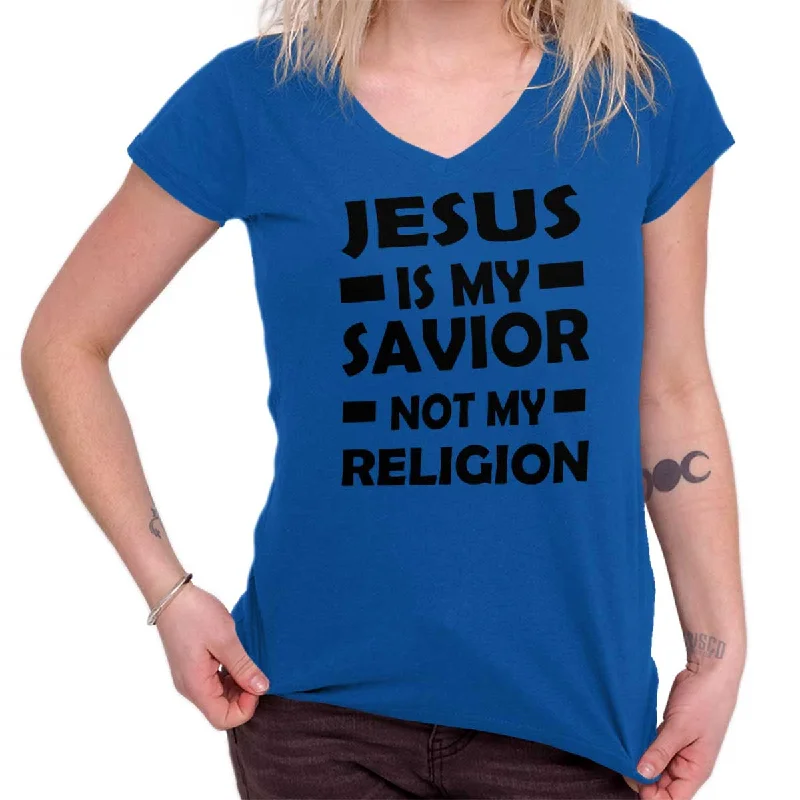 Jesus is my Savior Junior Fit V-Neck T-Shirt