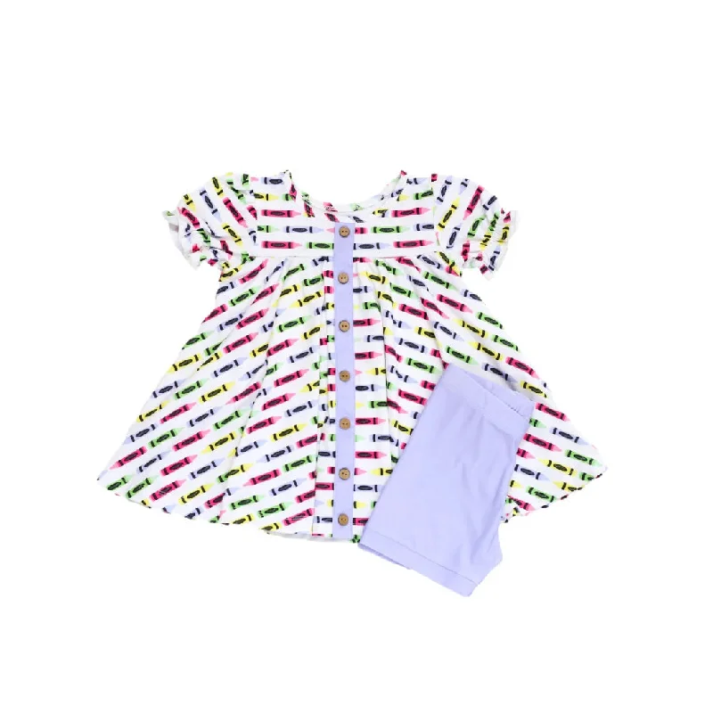 2 Piece Girls Crayon Dress w/Shorts