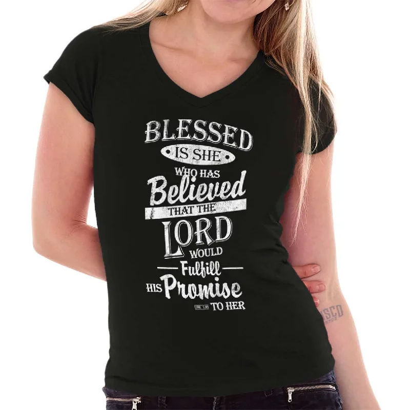 Classic Blessed is Junior Fit V-Neck T-Shirt