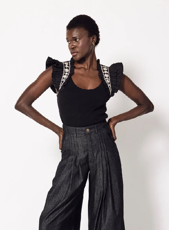 Carefree Style Cleobella Raven Top in Black/Ivory