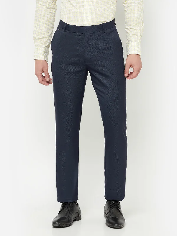 Men's Formal Flat front Navy Blue  Trousers