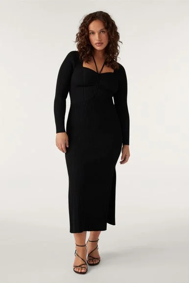 Embroidered Letters ba&sh Edora Dress in Black
