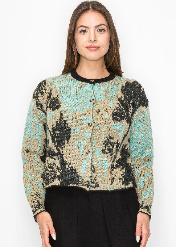 Abstract Nature Buttoned Cardigan