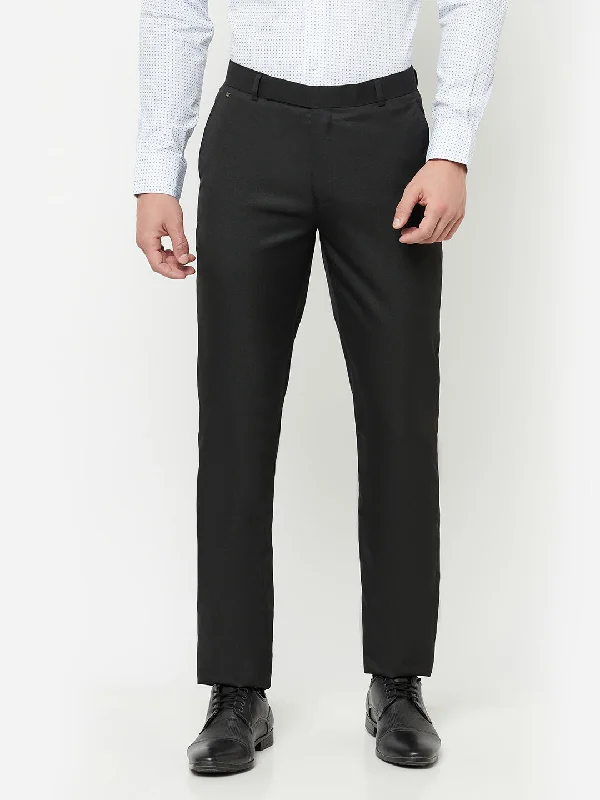 Men's Formal Flat front Black  Trousers