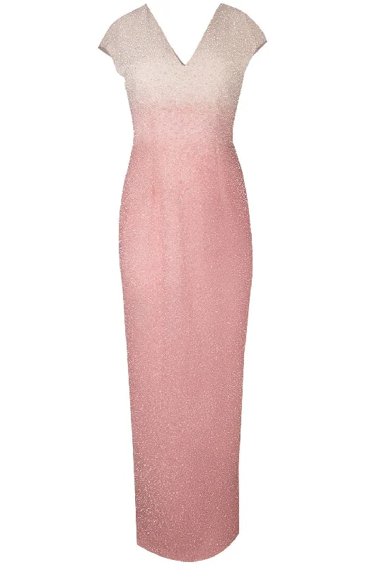 Signature Sequin V-Neck Gown - Blush