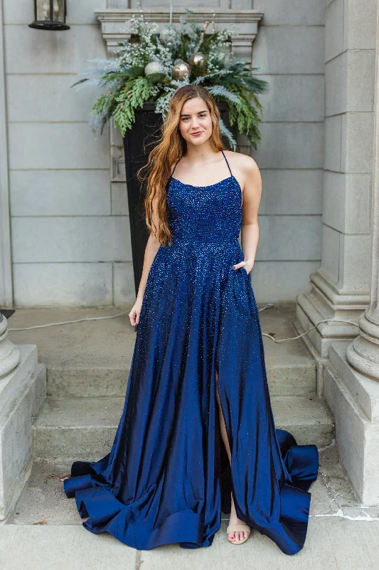 Simple Matching Prom Dress 54856 Navy