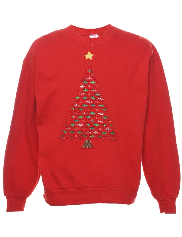 Christmas Tree Design Sweatshirt - L