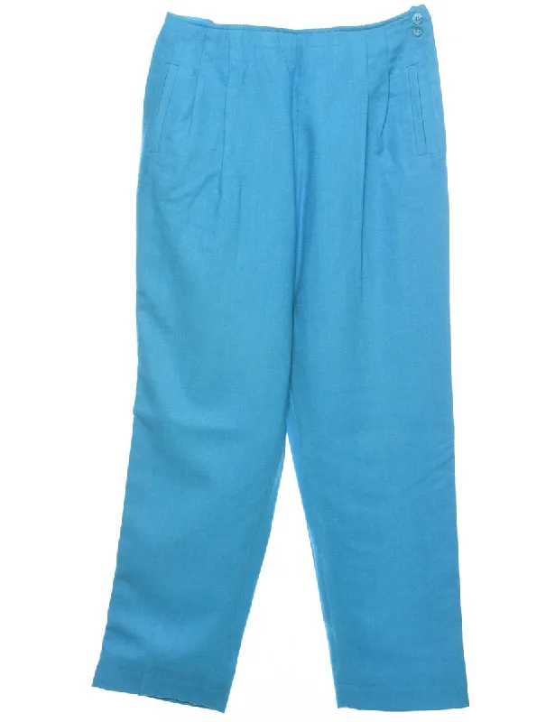 Minimal Style Light Blue Pleated Trousers - W32 L29