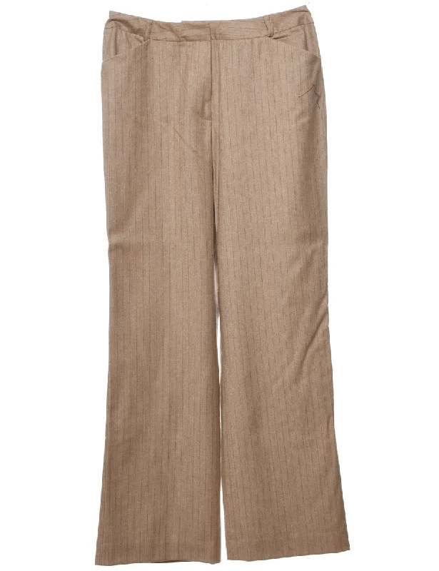 Striped Light Brown Trousers - W30 L32