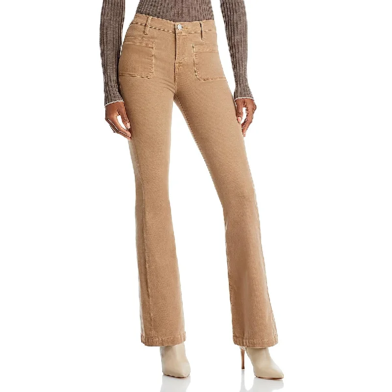 FRAME Womens Solid Corduroy Flared Pants