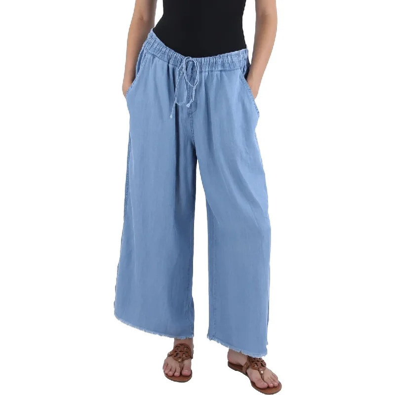 Laurie Felt Womens Cropped Tencel Wide Leg Pants