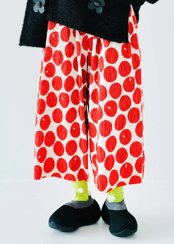 Modern Red Pockets Print Straight Pants Fall