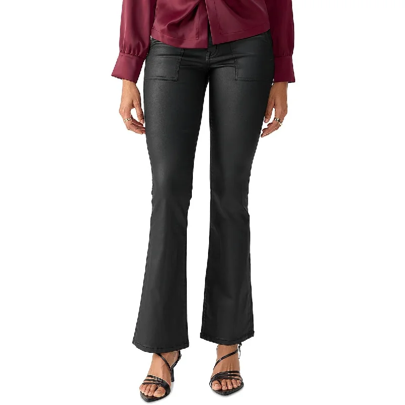 Sanctuary Womens Birdy Twill Coated Flared Pants