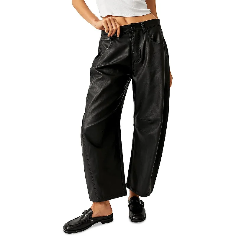 We The Free Womens Lucky You Faux Leather Tapered Wide Leg Pants